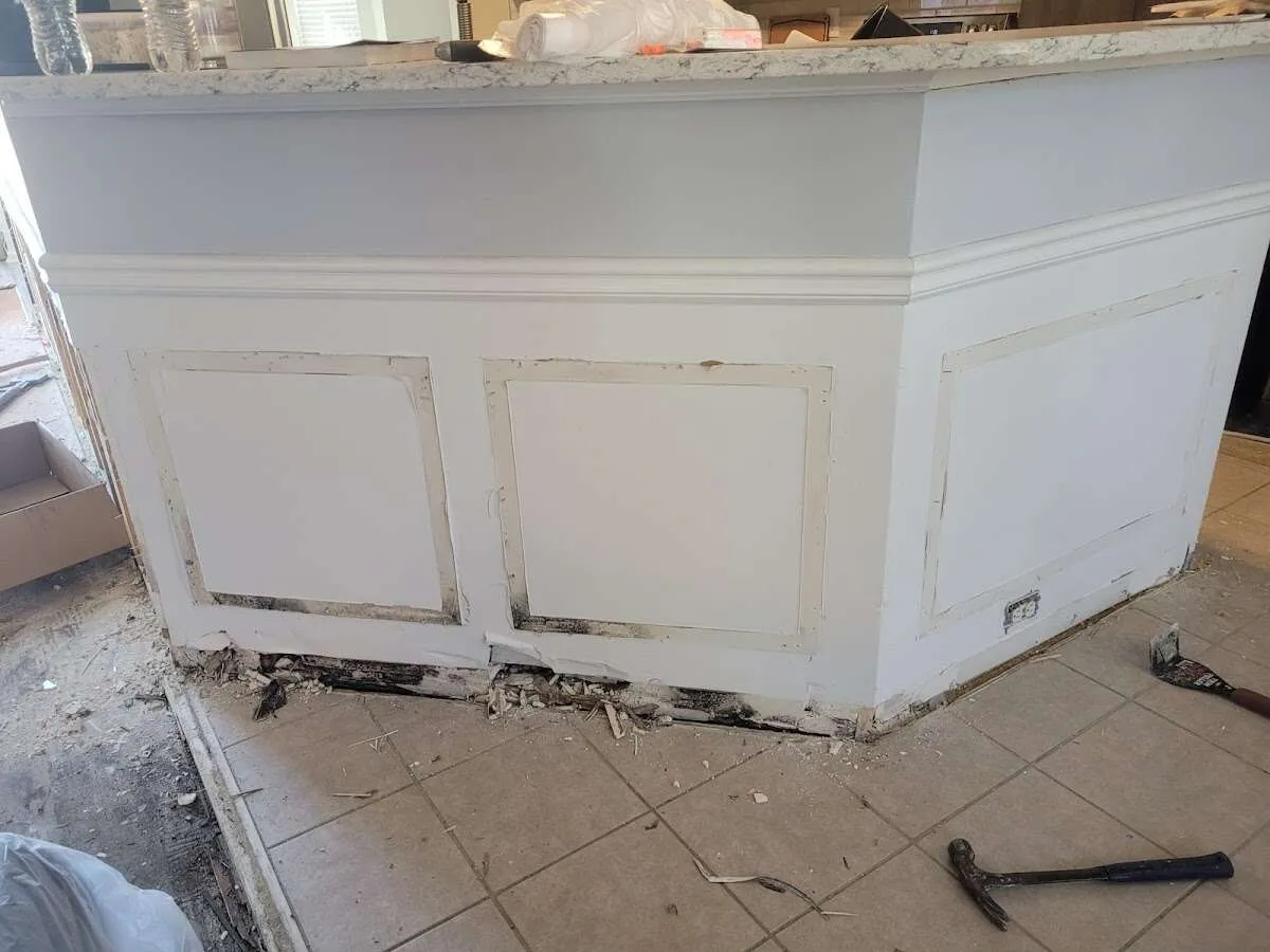 Water damage and mold on kitchen during Burst Pipe Cleanup in Atascadero